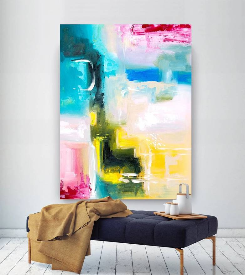 Abstract Handmade Hand-painted Modern Painting Colorful Abstract 9IGUB